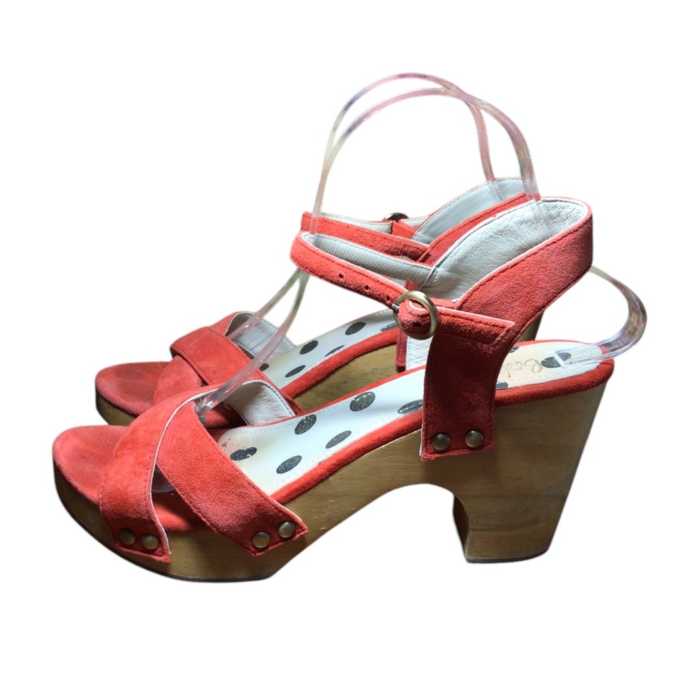 Boden Coral Strappy Women's Sandals Size 39 US 8.5 Sling Strap 3” Wood Heel